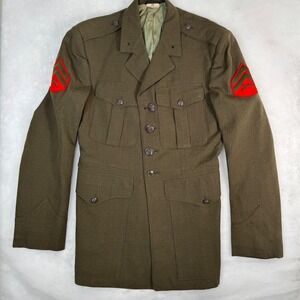 USMC Marine Corps Dress Alpha Service Uniform Jacket Mens 39R Olive Green Wool